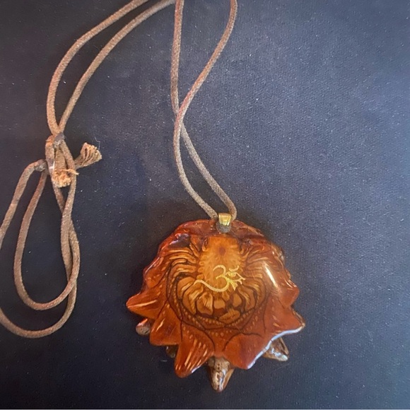 Blue opal with gold tetrahedron on pinecone by Third Eye Pinecones - Picture 2 of 2